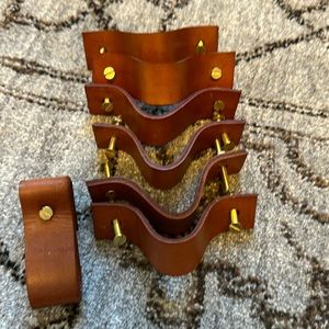 Leather Drawer handles set of 6 and 1 pull